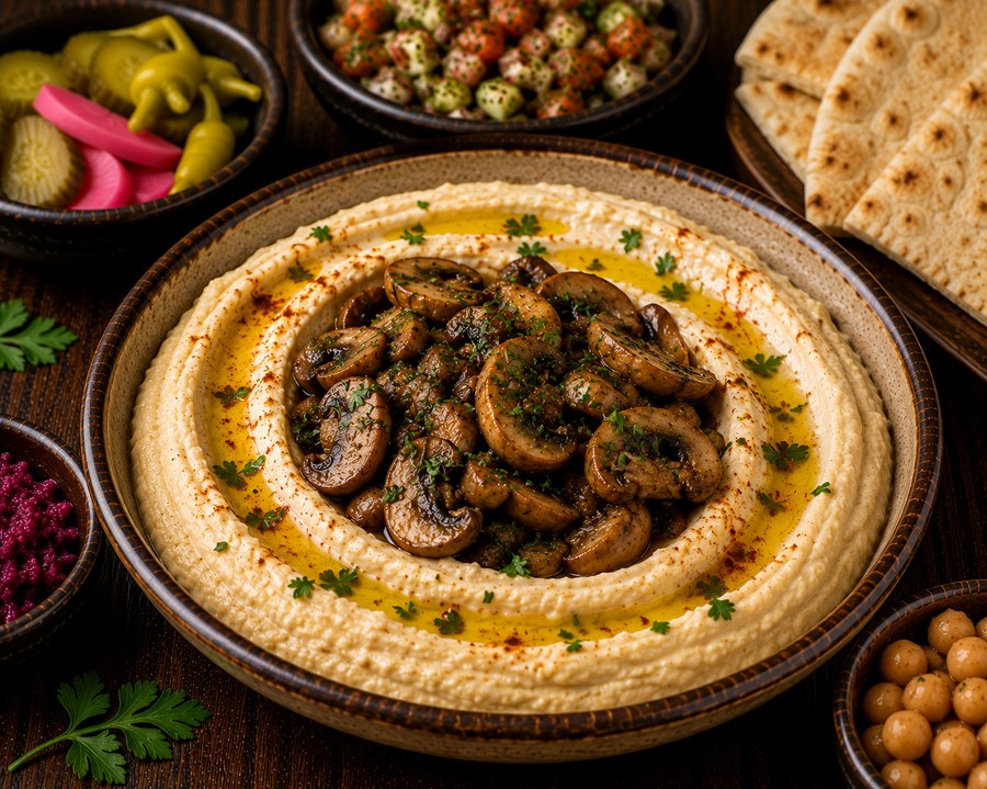 Hummus with Mushrooms