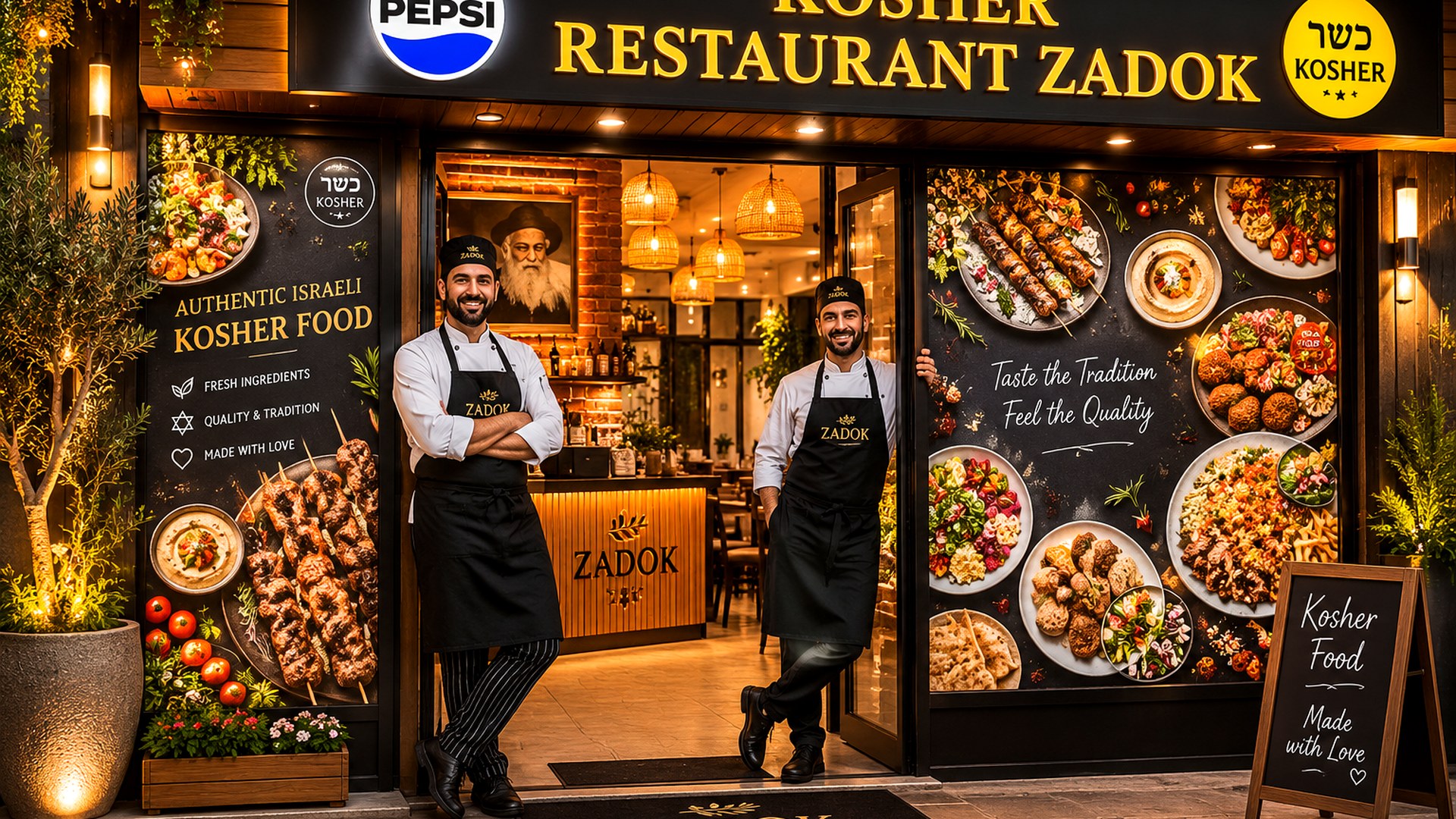 Interior dining room at Zadok Kosher Restaurant
