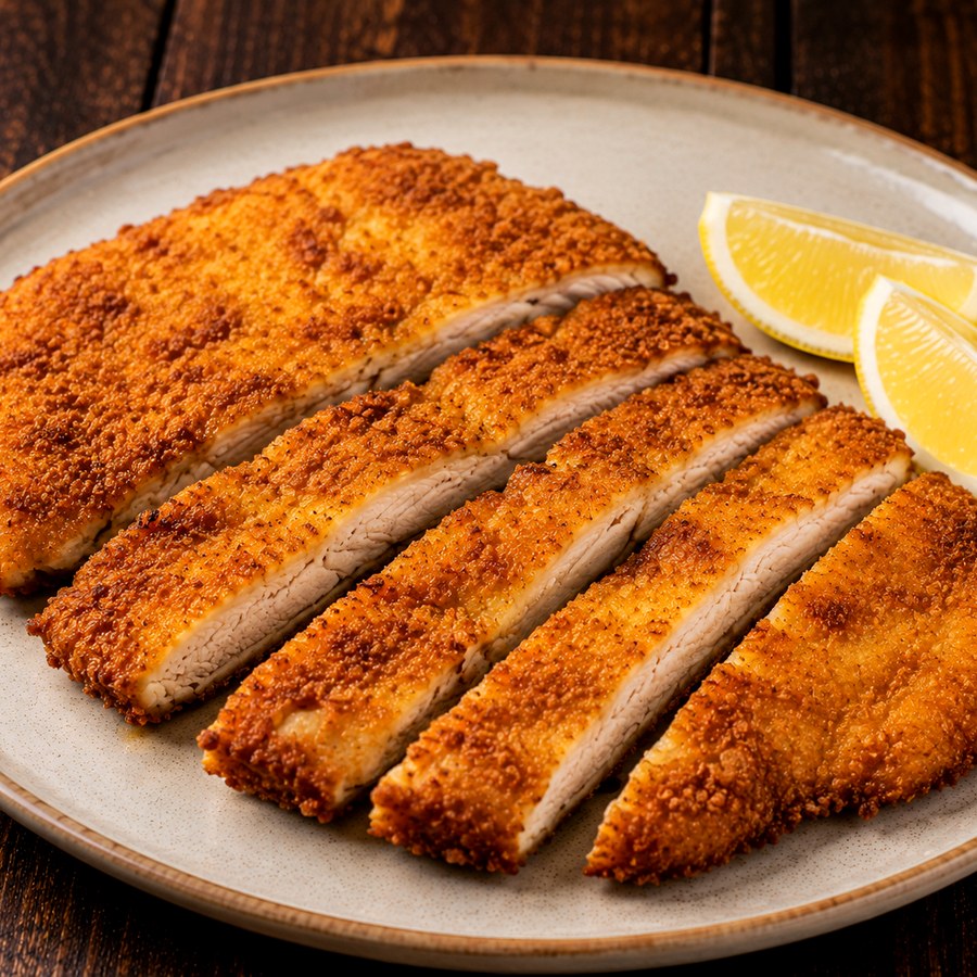Golden crisp schnitzel plate